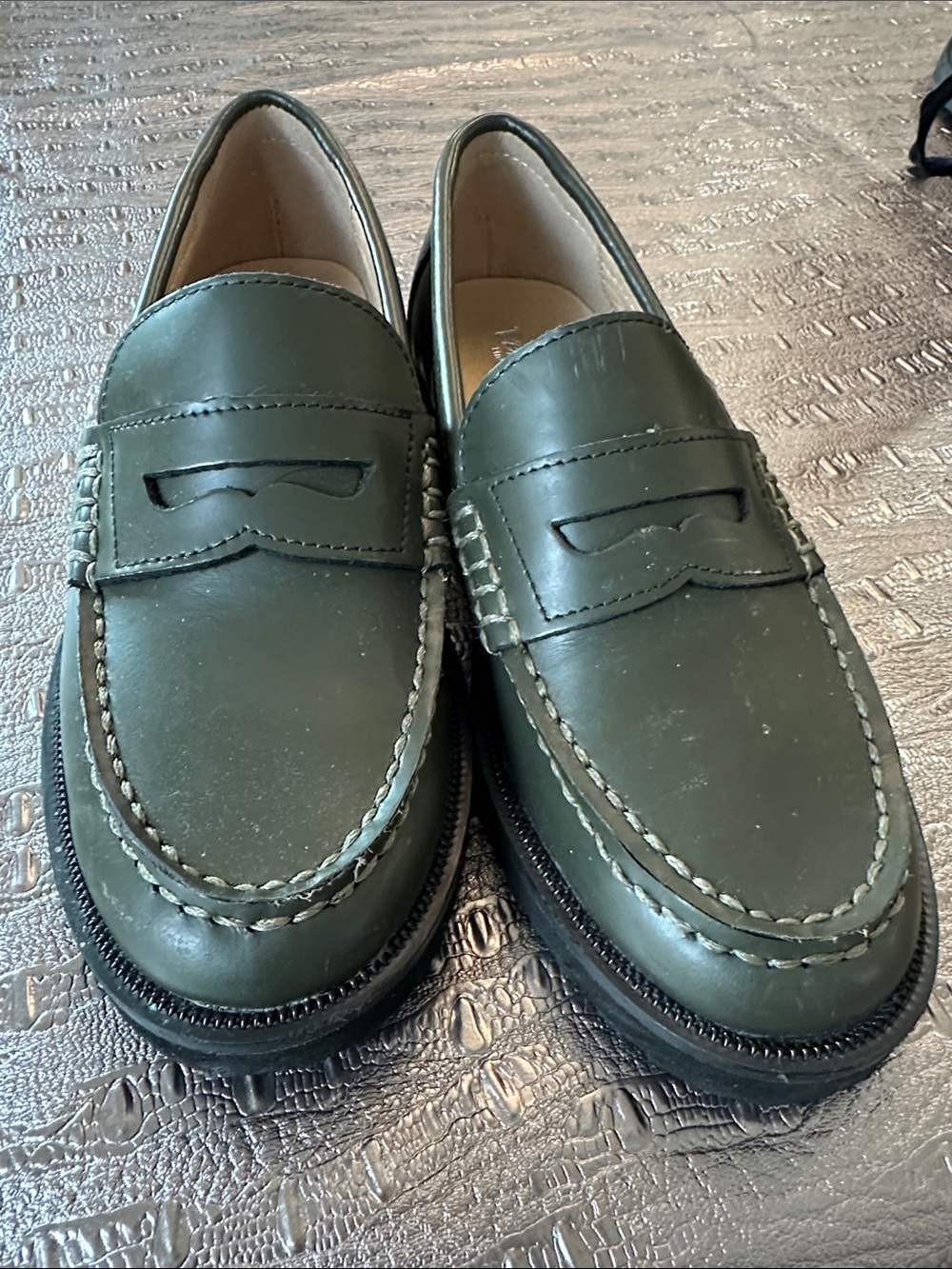 Venettini Olive Green Kids Penny Loafers